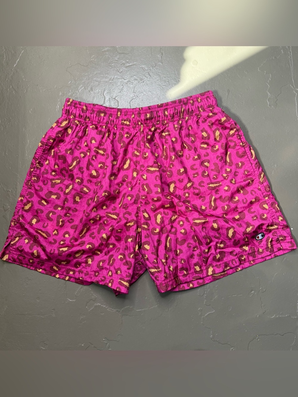 Champion Pink Leopard Print Athletic Shorts - Men’s Large  - Y2K